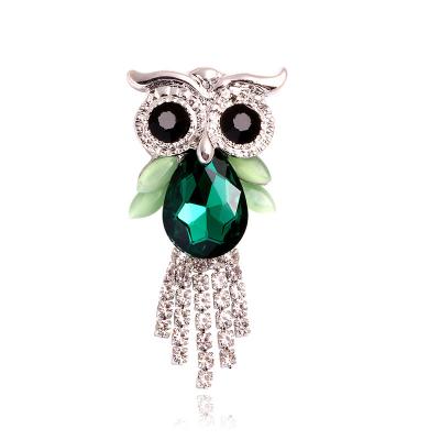 China YULUCH Fashionable New Design Fashion Owl Shape Crystal Alloy Vintage Animal Brooches For Party Gifts Cloth Decorations for sale