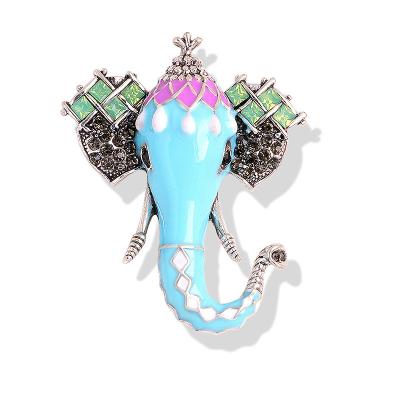 China YULUCH Shape Elephant Crystal Rhinestone Vintage Retro Cloth Decoration Elegant Animal Brooches for sale