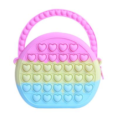 China Relieve Stress Love Heart Shape Bubble Purse Rainbow Reliver Stress Autism Adults Kids Purse Coin Pocket Purse wiggle sensory toy for sale