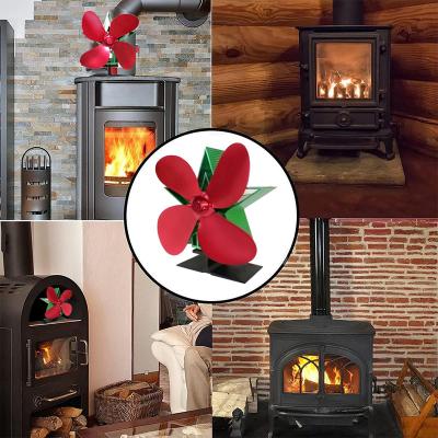 China Christmas Tree Heat Operated Wood Stove Fan With 4-Blade Mini Silent Blade Stove Fan Heat Operated Chimney Fan for sale