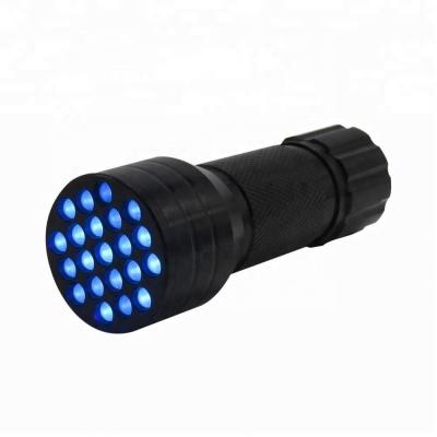 중국 Industrial 21LED Torch UV Light 395 Nanometer Silver Light Detector Black LED Flashlights For Dog Urine Bed Insect 판매용