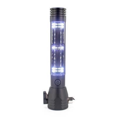 China Camping Torch Light With Safety Hammer Aluminum Solar LED Compass USB Rechargeable Flashlight à venda