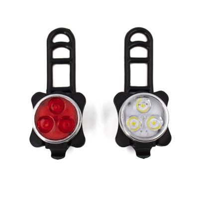 China Outdoor Activity Red Light Front Tail Warm White White Bike Lights USB Rechargeable Mini Bicycle Light Set en venta