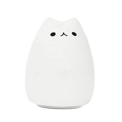 China Modern Colorful Atmosphere Lamp For Kids Sleep Cute Cartoon Cat Silicone Night Light à venda