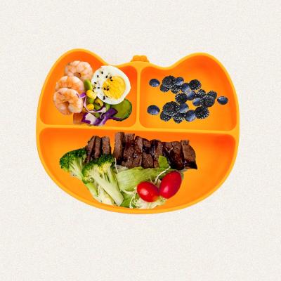 China Silicone Baby Dinner Plate Non-slip Edible Silicone Material Food Feeding Divided Children Silicone Plates Baby Bowl for sale