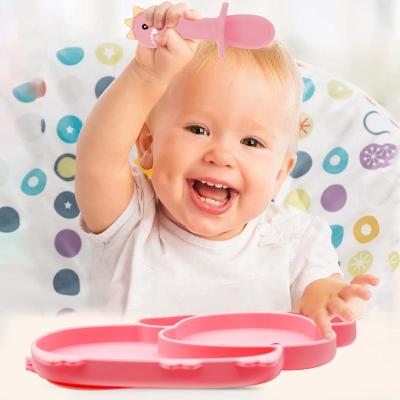 China Amazon material silicone baby dinnerware hot non-slip edible silicone children's feeding dish divided silicone divider tableware for sale