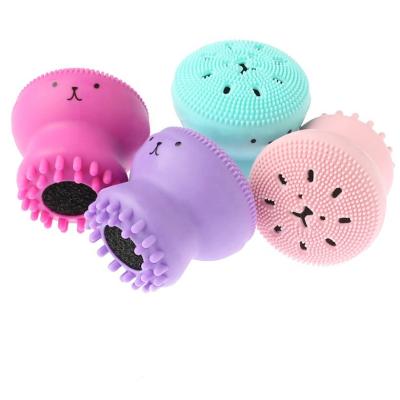 China Face Cleansing Hot Silicone Facial Cleansing Brush Skin Care Pore Remover Exfoliating Small Octopus Shape Beauty Tool for sale