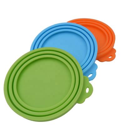 China Non Spill Hot Silicone Lid For Cans Reusable Seal Cover For Dog Cat Food Storage Water Feeding Bowl Lids Portable Pet Supplies for sale