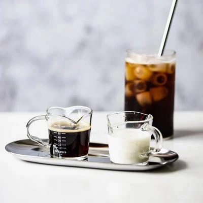 China BCnmviku Jug Milk Cup Espresso Shot Glasses Measuring Cups Viable Glass Double Spouts Coffee Transparent Triple Milk Mug for sale