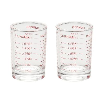 China BCnmviku Viable 2 Pack Espresso Shot Glass Red Line Heat Resistant Glass Coffee Measuring Cup Coffee Ounce Mug With Scale Kitchen for sale