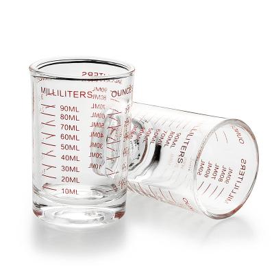 China CLASSIC Red Line Custom Logo 3oz/90ml BCnmviku Red Line Wine Sublimation Espresso Shot Glass Cup Liquid Heavy Glass Cups for sale