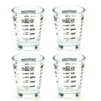 China BCnmviku 4Pack 30ML Glass Cup Espresso Shot Glass Transitional Ounce Measuring Cup With Scale Kitchen Measuring Tool Supplies for sale