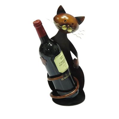 China Cute Cat Animal Wine Bottle Holder Metal Wine Display Racks From America for sale