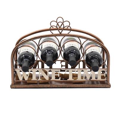 China Wholesale Custom Viable Arched Shape Classic Wine Cork Holder Wine Display Rack Decoration Metal Wine Rack for sale