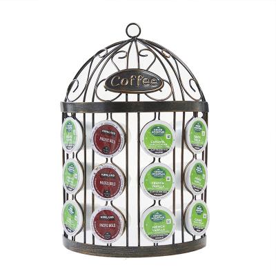 China Moedern Traditional Countertop Metal Birdcage Shape Coffee Capsule Pod Holder Stand For Home Decor for sale