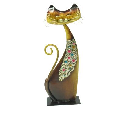 China Good Supplier Traditional Decorative Gift Cat Home Decor Office Craft Metal Animal Figurines for sale