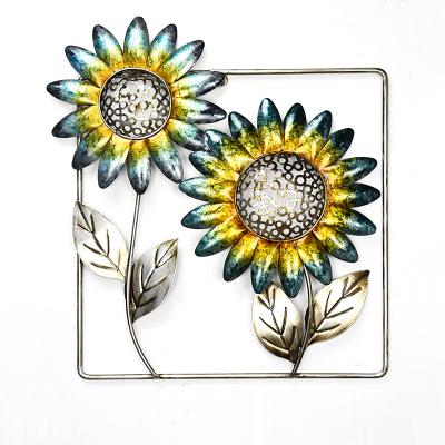 China Flower Decoration Iron Indoor Wall Crafts Gifts Metal Sunflower Traditional Sunflower Decorative Wall Hanging for sale