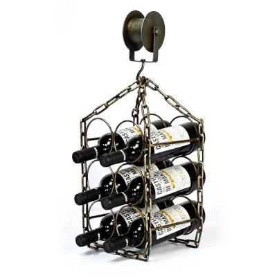 China Production Viable Antique Chain - Like Flange - Like Champagne Gold Metal Retro Wine Rack for sale