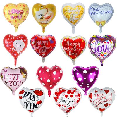 China Wholesale 18 inch helium heart party decoration I love you shape love foil balloon wedding day and happy valentines day for sale