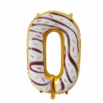 China 32 Inch Donut Numbers Foil Balloons Manufacturer In Stock Disposable Eco-Friendly Balloons Party Decorations Helium Candy Number Foil Balloons for sale