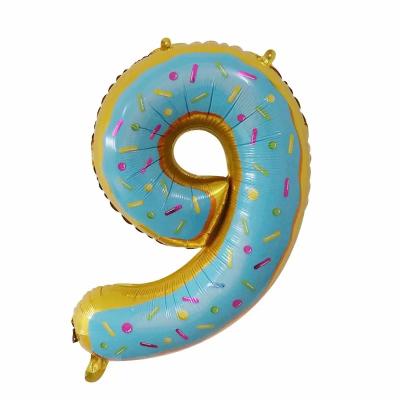 China Disposable Amazon Donut Eco-Friendly Number Balloons Baby Shower Helium Foil Balloon Gold Digit Blue Pink Blue Wedding Balloon for sale