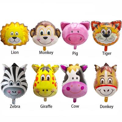 China Eco-friendly Disposable Helium Foil Balloon Babyshower Birthday Party Zoo Theme Animal Head Decoration Balloons Animal Kids Toys Supplier for sale