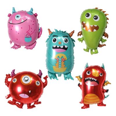 China Disposable Cute Space Alien Cartoon Monster Foil Eco-friendly Balloon For Kids Birthday Shooting Props Kindergarten Decoration for sale