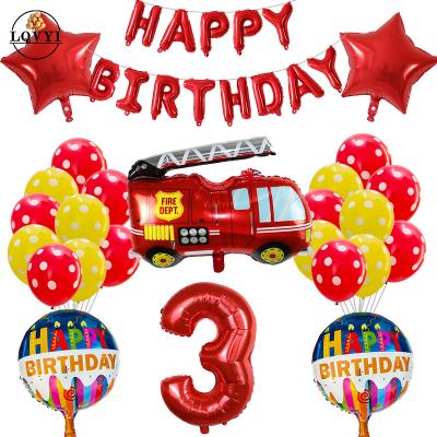 China 25pcs 30inch Disposable Eco-friendly Fire Truck Foil Helium Balloons Birthday Party Number Star Decoration Balloon Baby Ball Toys Suppliers for sale