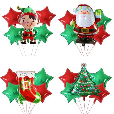 China 5pcs Christmas Theme Disposable Eco-friendly Foil Balloons Merry Christmas New Year Party Decoration Set Kids Toys Helium Chrome Balloon Supplier for sale