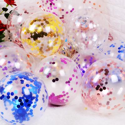 China 12/18/36 Inch Eco-Friendly Disposable Rose Gold Silver Confetti Sequin Balloons Clear Round Glitter Globos For Wedding Birthday Party Decoration for sale