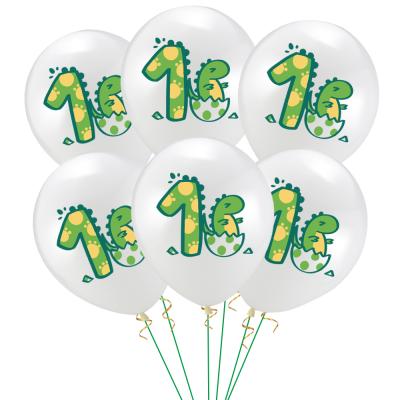 China Party Decoration 12 Inch First Dinosaur Latex Balloon Dinosaur Egg Balloon Baby Birthday Party Decorations for sale