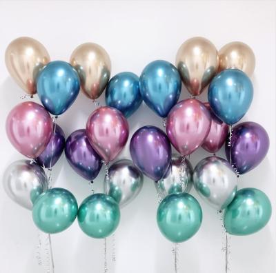 China Disposable Eco-Friendly Ready To Ship 12 Inch Birthday Graduation Party Decoration Pearl White Gold Chrome Balloons Metallic Latex Balloons for sale