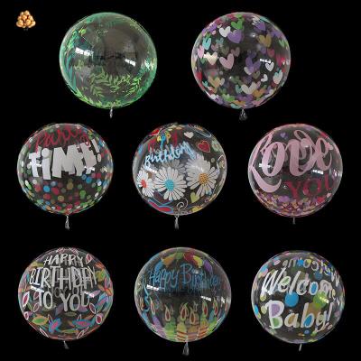 China New Design 20inch Helium Latex Eco-friendly Disposable Balloon Transparent PVC Globos Bobo Balloons Party Decoration Bubble Balloons for sale