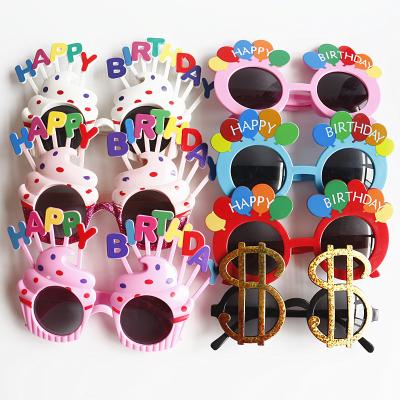 China New Modern Hot Sale Happy Birthday Glass Birthday Cake Topper With Candles Glasses For Party Toys Decoration for sale