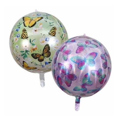 China Wholesale Modern 4D Round Butterfly Foil Balloons for Birthday Party Decoration for sale