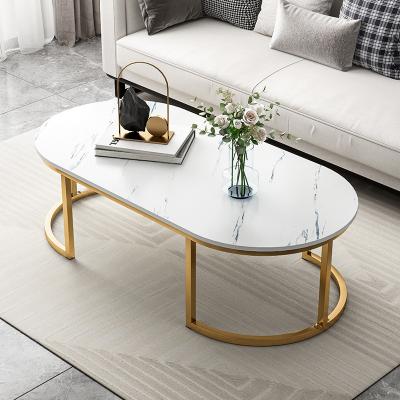 China (Others) 2022 Nordic Simple Adjustable Fancy Style Home Furniture Minimalist Oval Marble Coffee Table Good Quality for sale