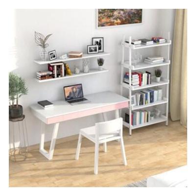 China Good Quality Modern Trending Stylish Modern 2pieces Study Table Shelf Wood Furniture Set for sale