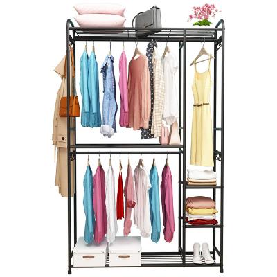 China Modern Bulk Stock Durable Home Bedroom Metal Garment Clothes Display Rack With Shelf for sale