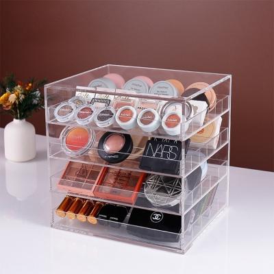 China Customized Cosmetic Organizer Dustproof Clear Acrylic Cube Storage Makeup Drawer Dustproof Acrylic Cosmetic Drawer Organizer for sale