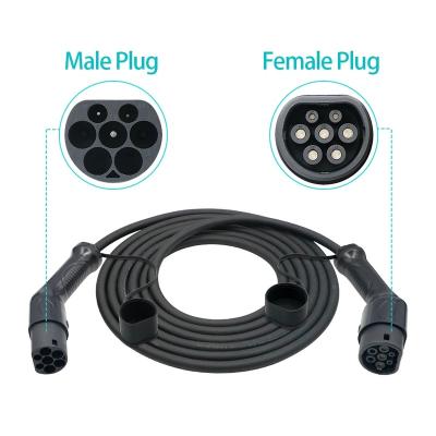 China Electric Vehicle Factory Direct Charging Vehicle Ev Charger Cable 16a 32a 22kw 3phase Type2 To Type2 Plug Ev Charging Cable for sale