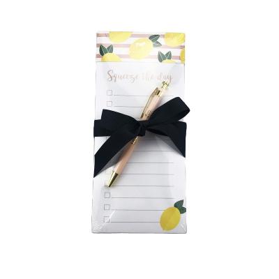 China Form Factory Directly Wholesale Custom Perforated Magnetic Teardrop Sheets To Do List & Pen Set To Do List Notepad for sale