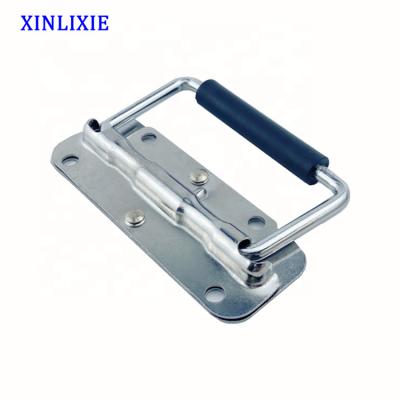 China Tool Box / Wooden Box Handle 100*41mm Rubber Sheet Metal Stamping Wooden Box Cabinet Steel Handle Spring Loaded Surface Mount Handle for sale