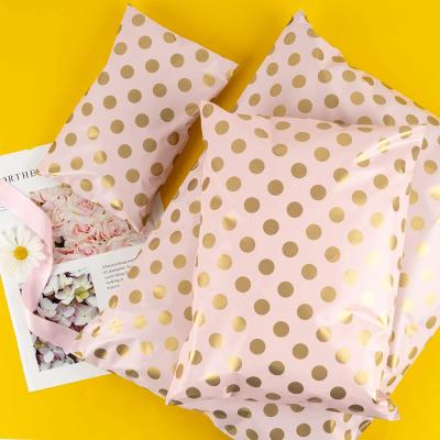 China Express Service Packaging Customized Gold Dots Print Poly Mailer Satchel Small Parcel Shipping Bag For Apparel for sale