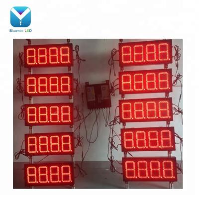 China Gas Gas Station Digital Waterproof Sign 12inch 4 Outdoor Digital Number Led Display Board for sale