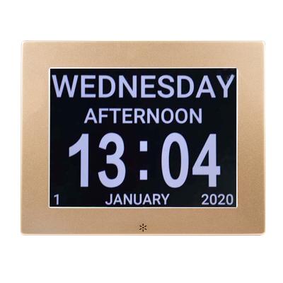 China Clock New Metal Case Design Led Digital Calendar Day Clock 8 Inch For Dementia Elderly for sale