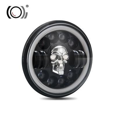 China High Low Beam Dot E9 Angel Eyes Headlight Auto Lighting System Driving Light Round 7inch LED Headlight for Car and Motorcycle for sale