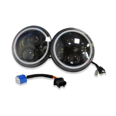 China 2021 New Arrive DC 12V 30W 7inch Round Led Headlight Halo Angle Eyes RGB Led Truck Car Work Light For Offroad Motorcycle 7inch Round for sale