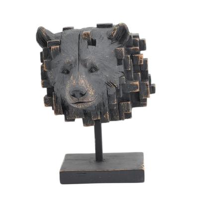 China Europe Furnishing Articles Design Black Bear Head Piece Figure Resin Statue for sale