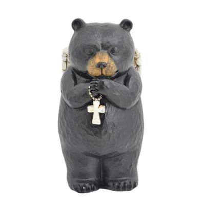 China North America/Europe Resin Crafts Home Decoration Custom Resin Figurine Pray Wings Art Bear Animal Statue for sale