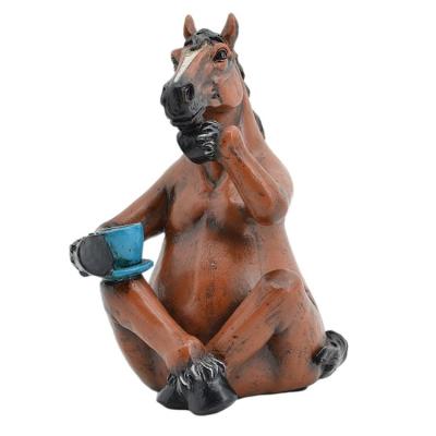 China North America/Europe Room Decor Animals Home Art Sculpture Resin Figure Craft Horse With Coffee Table Top for sale